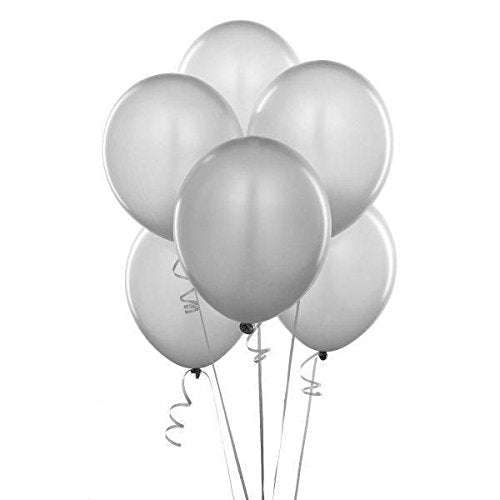 Shatchi 12pcs Metallic Silver Helium Quality Latex Balloons Birthday Wedding Anniversary Christening Party Decoration Toys Fun 12"