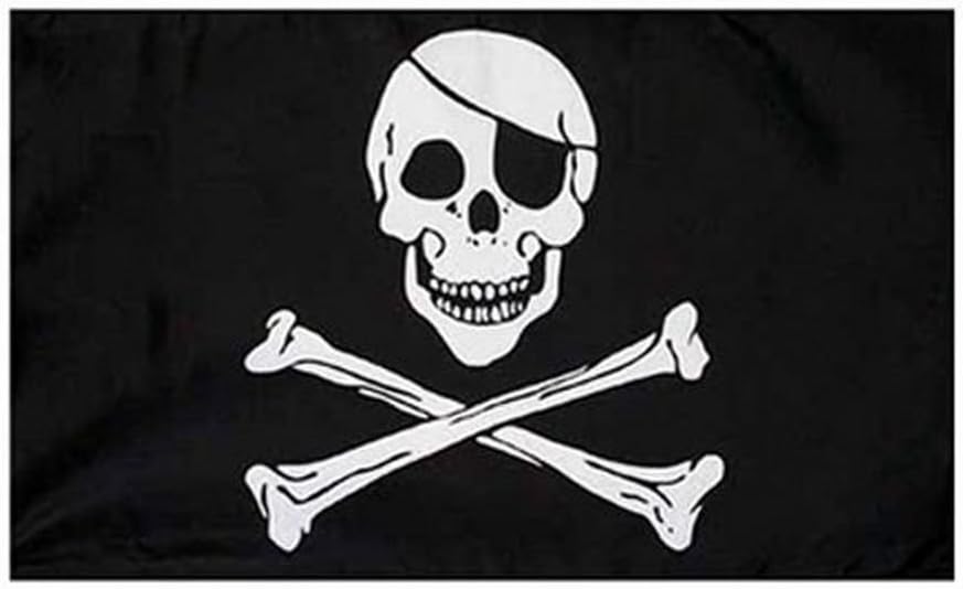 Pirates Jolly Roger Flag Skull Cross Bones 5ft x 3ft Dual-Sided Halloween Design
