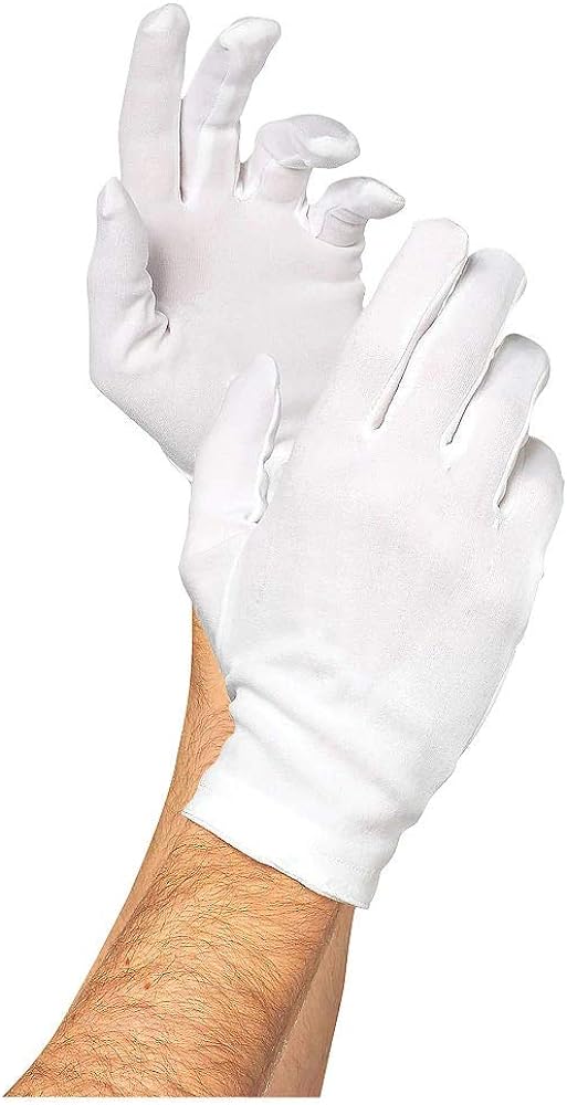 Ladies' and Men's White Short Gloves - Captain, Clown, Magician, Fancy Dress, Santa Costume