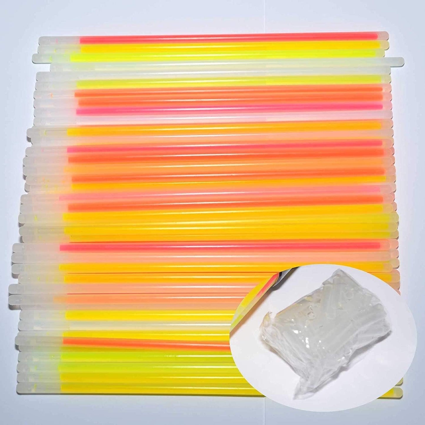 100 8"Glow Sticks Bracelets Light Neon Colors & 100 Bracelets Connectors