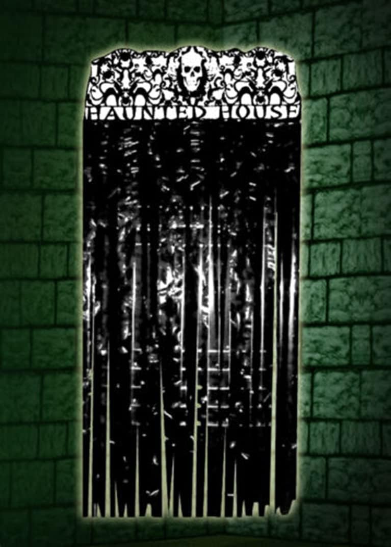Halloween Door Curtain Shiny Black Foil Decor 90cm x 170cm Haunted House
