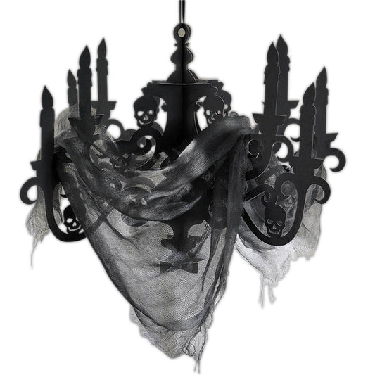 Halloween Paper Candelabra - Gothic Haunted House Decoration with Gauze