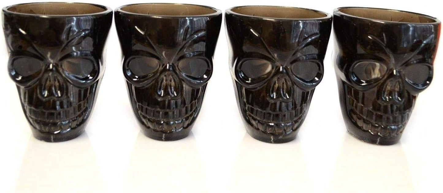 4Pcs Halloween Clear Skull Shot Glasses - Spooky 55ml Tableware, Striking Decor