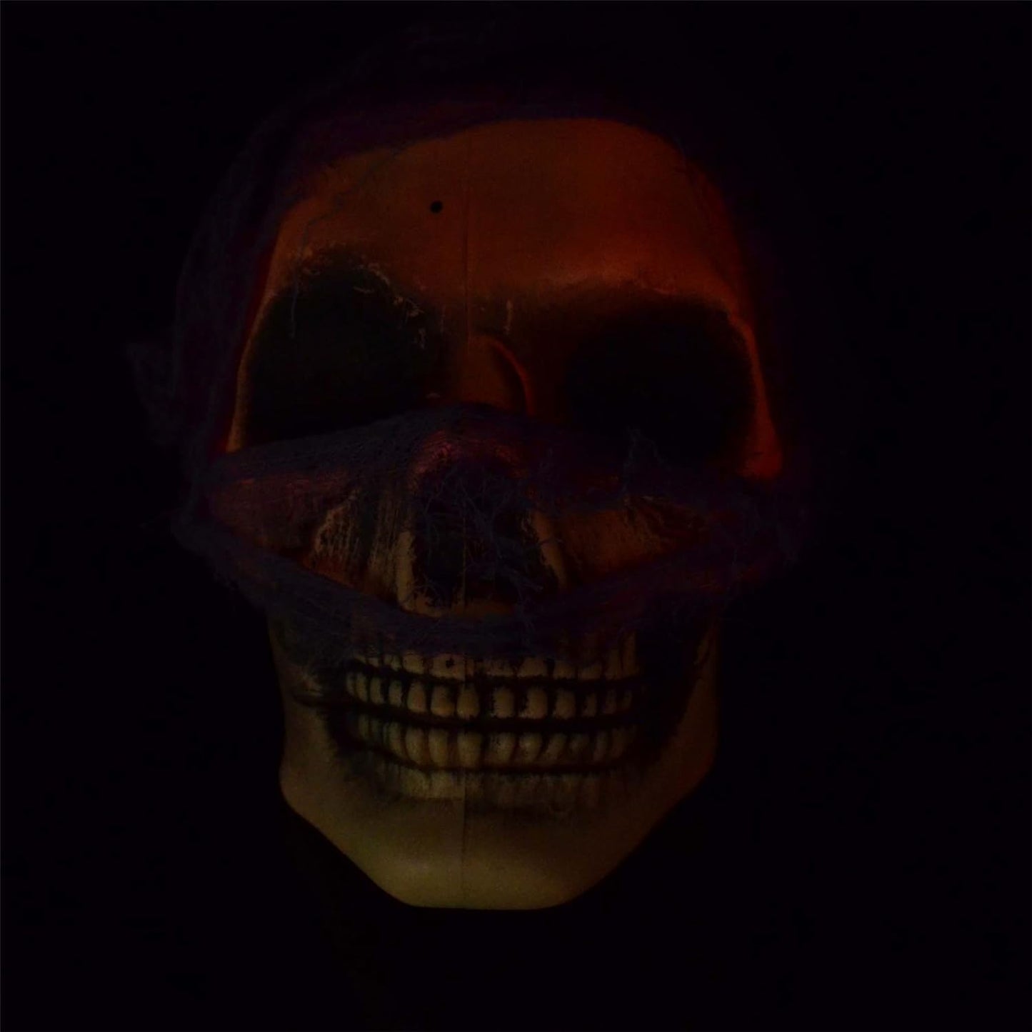 Halloween Hanging Skull Decor - Flashing LED Eyes with Purple Cloth