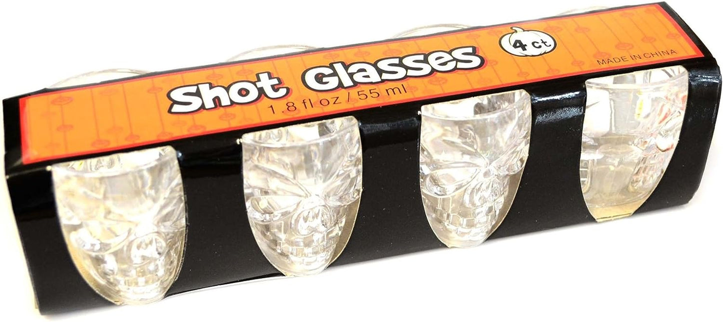 4Pcs Halloween 3D Skull Shot Glasses - Clear 55ml Tableware for Striking Decor