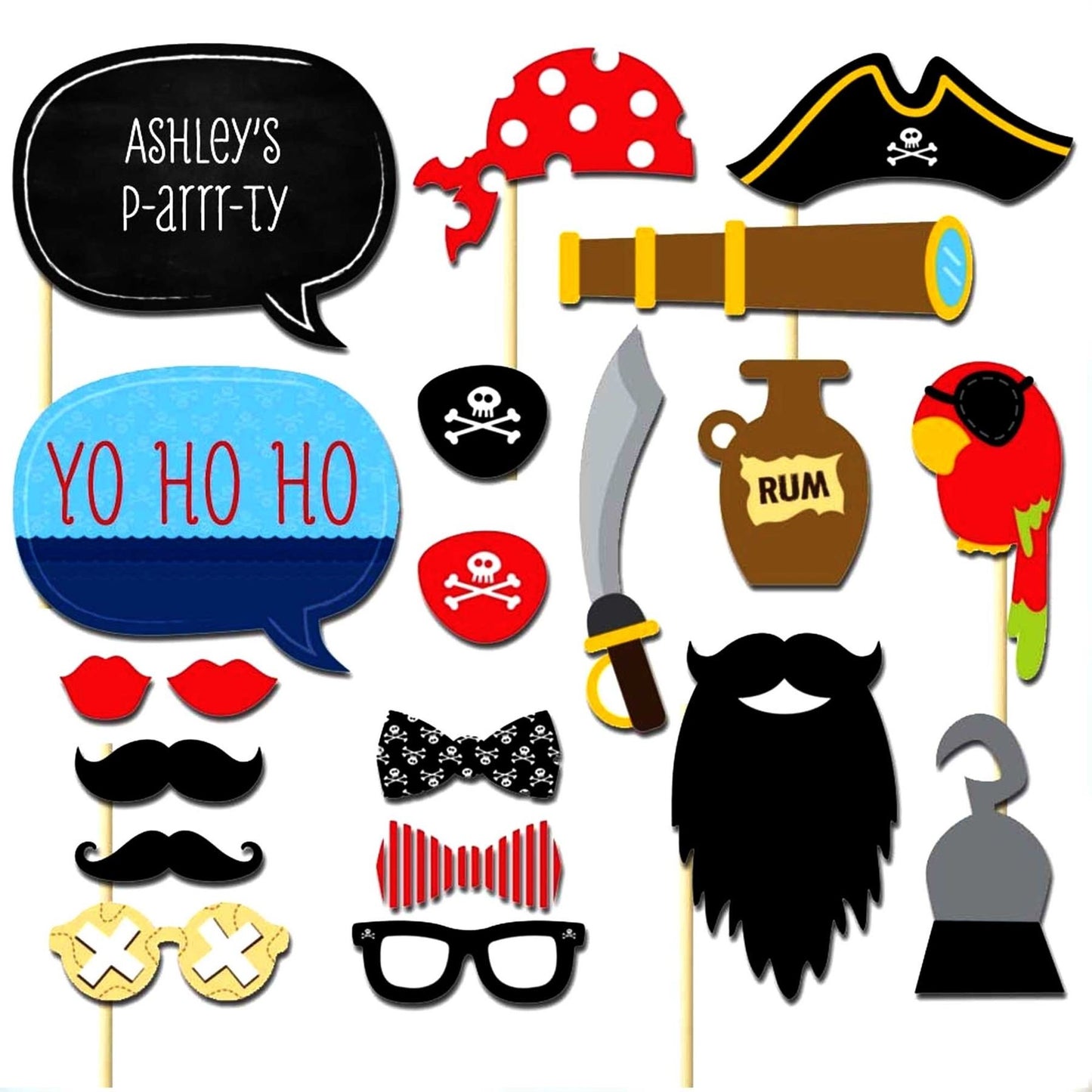 20Pcs Pirate Party Photo Booth Props Halloween Decor Accessories Children Fun