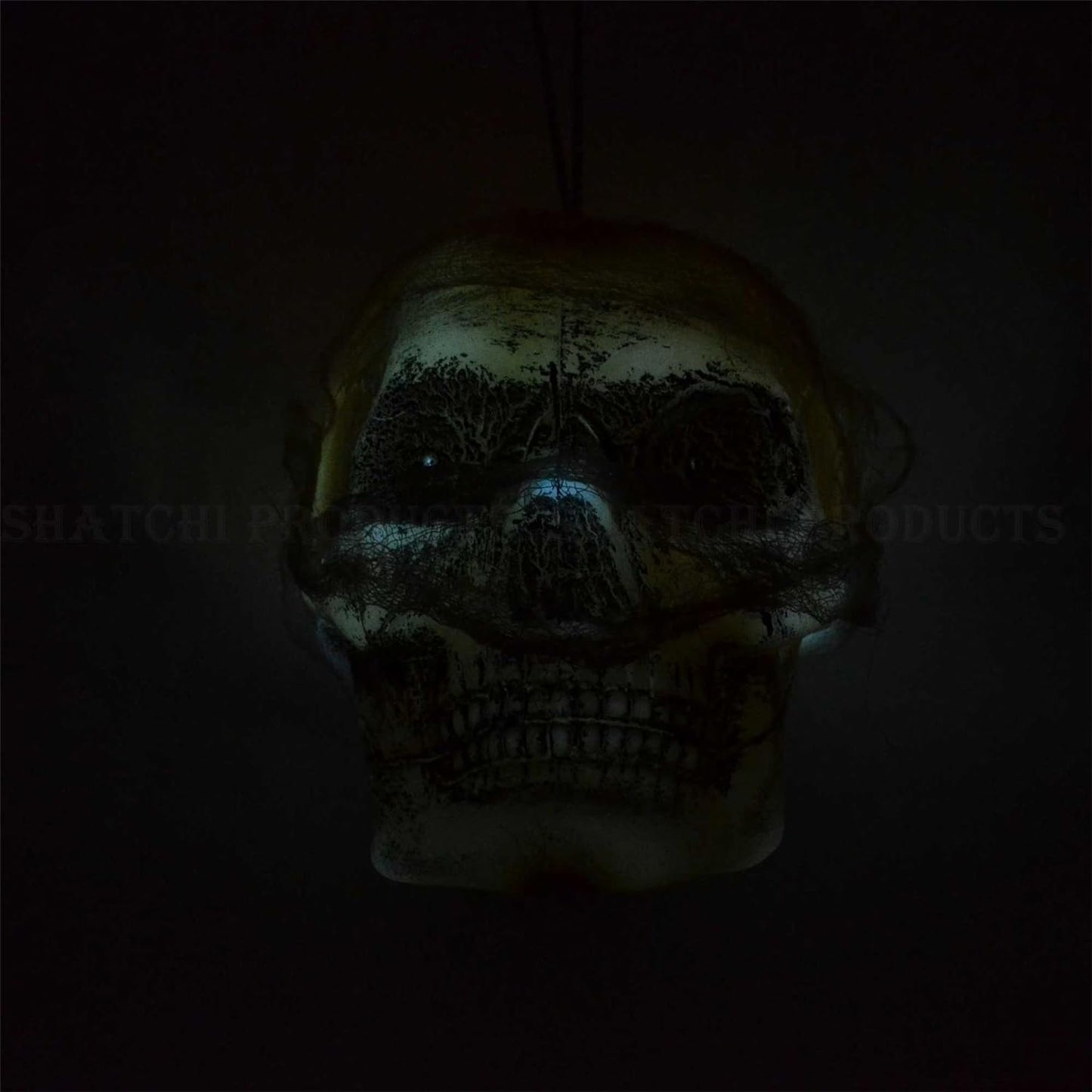 Halloween Hanging Skull Decor Flashing LED Eyes Colorful Party Scary Spooks