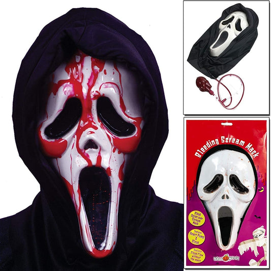 Halloween Bleeding Ghost Face Mask Scary Chillingly Real Effect 2 Layered Design
