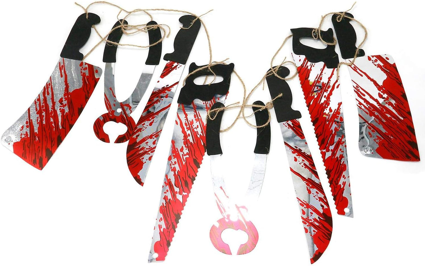 8Pcs Halloween Bloody Weapons Garland 8ft Spooky Bunting Banner for Horror Props