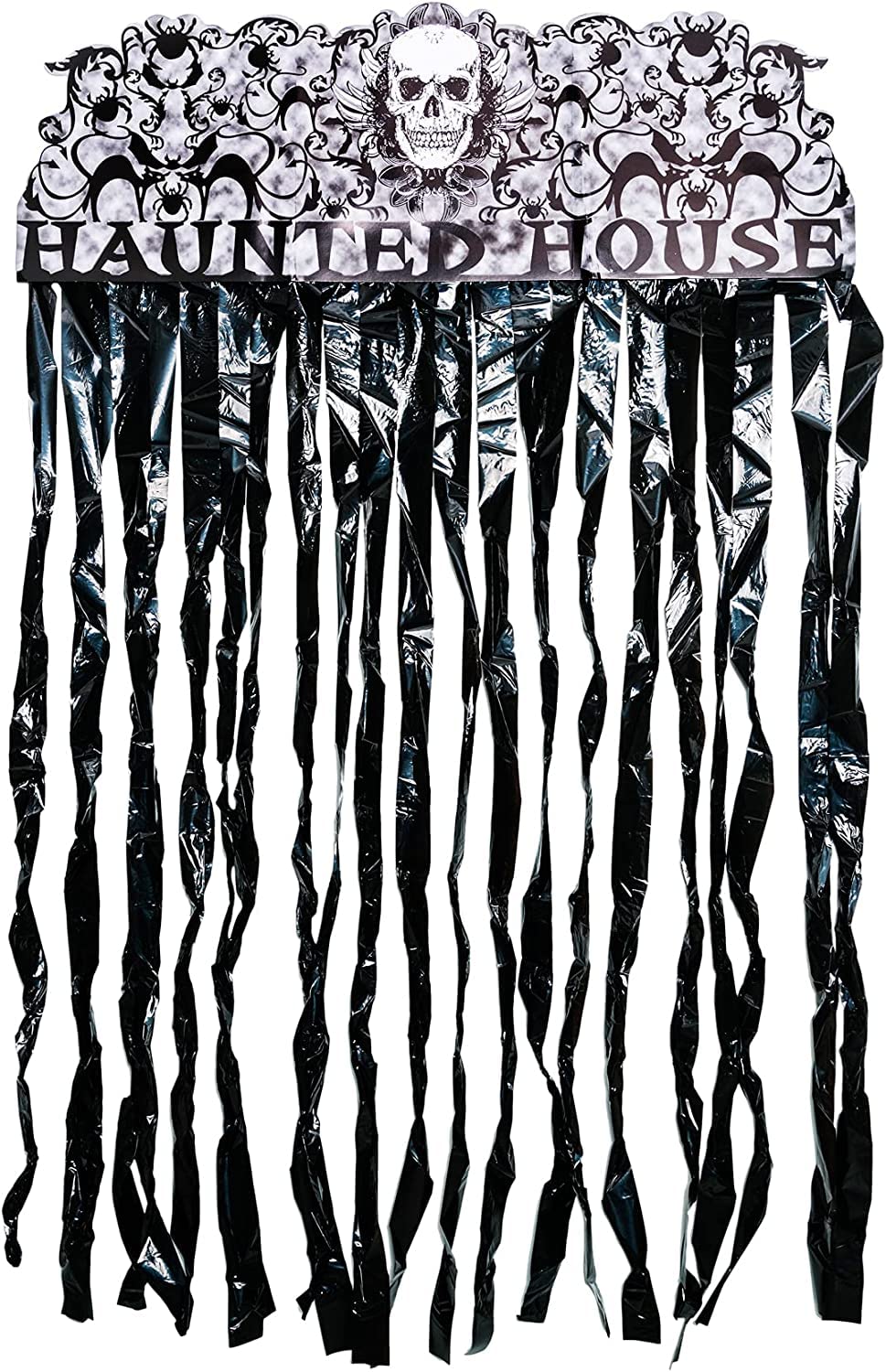 Halloween Door Curtain Shiny Black Foil Decor 90cm x 170cm Haunted House