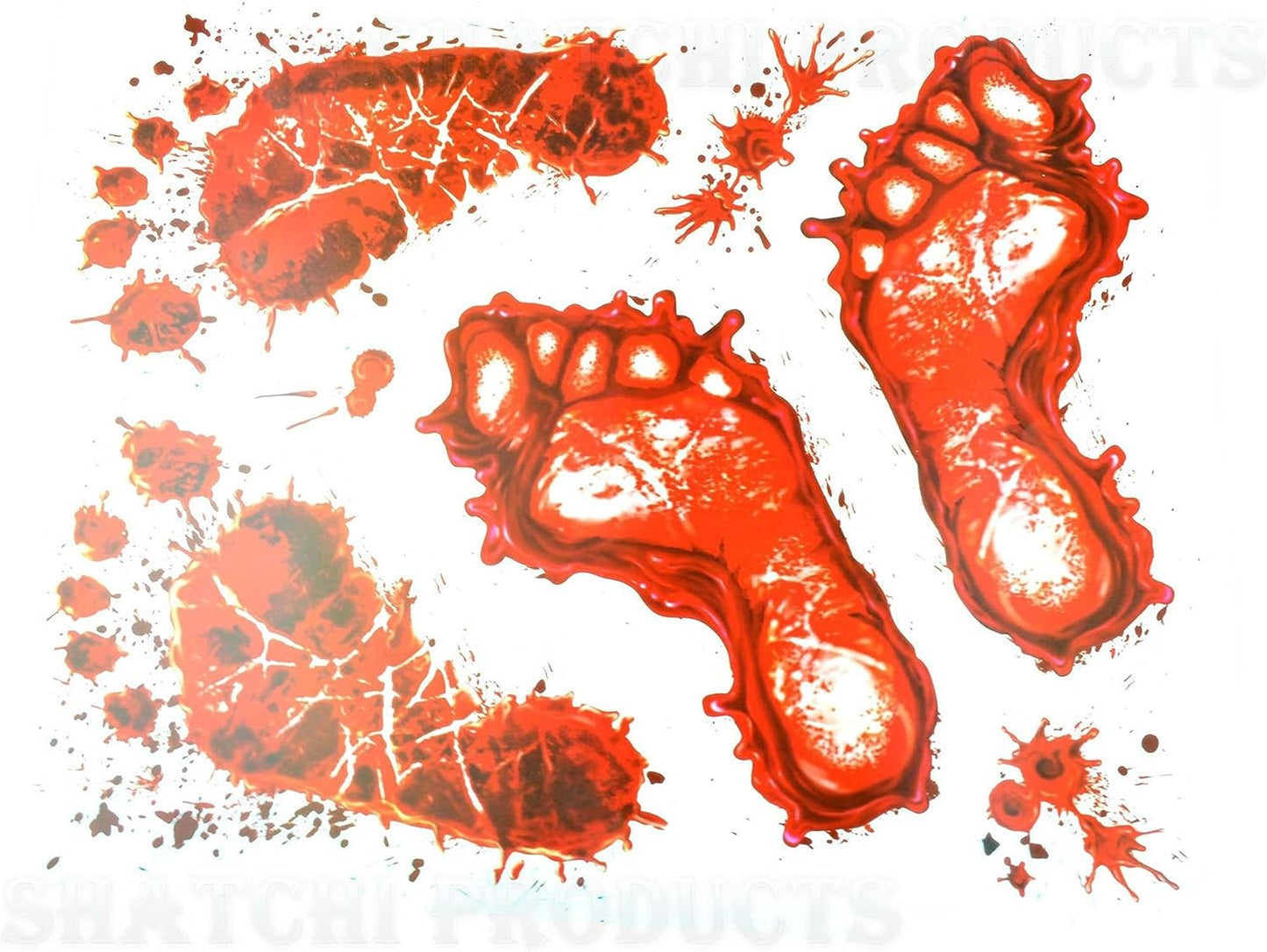4Pcs Bloody Footprint Halloween Stickers - Scary House Wall Window Decor