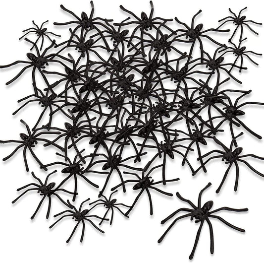 Black Plastic Halloween Spiders - Spooky & Scary, 5cm Each, Durable Material