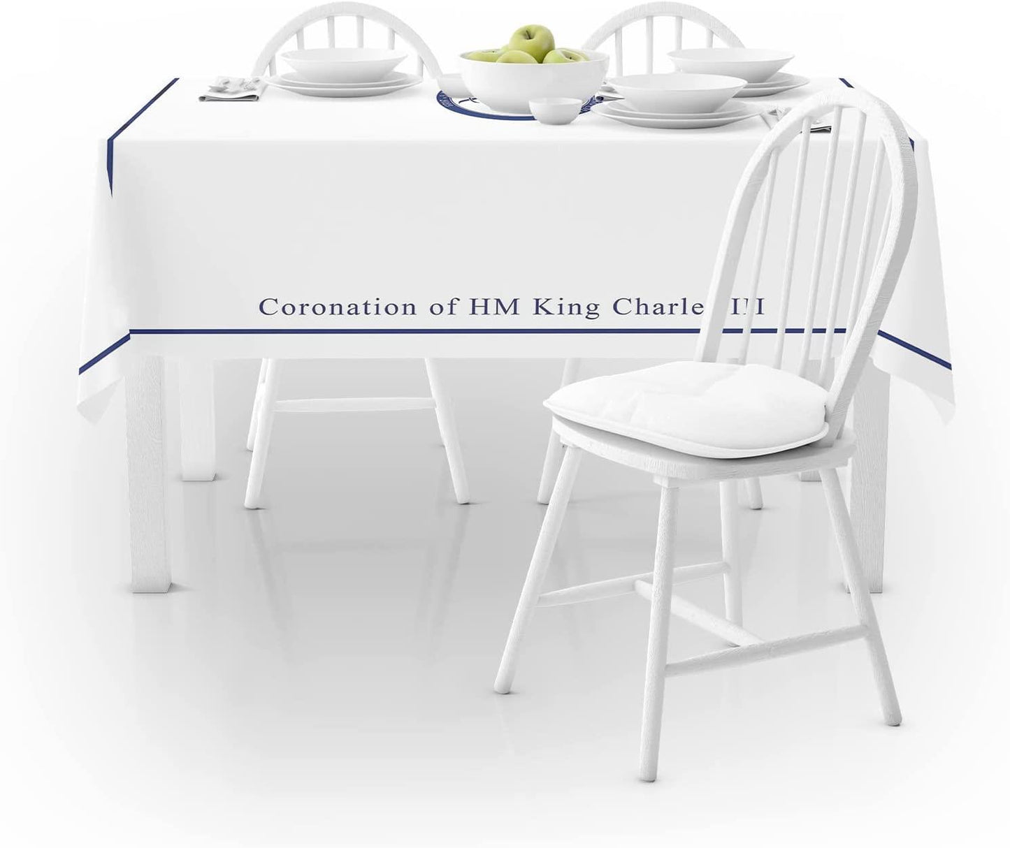 King Charles III White Table Cover 137 X 180 CM