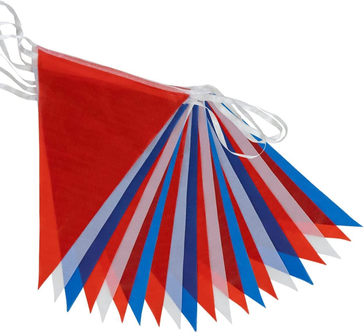 10m Fabric Red White Blue Bunting 20flags